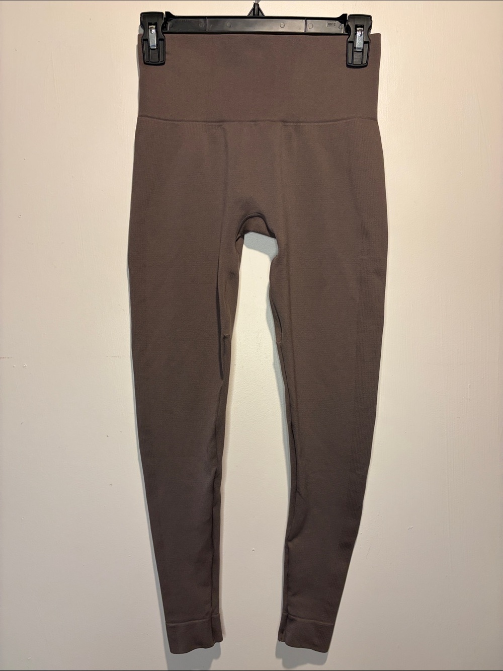 Set Active Sculptflex Ribbed Sides Brown Neutral Workout Leggings Size M